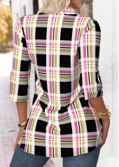 Plaid Tummy Coverage Multi Color Fake Two Piece Twinset