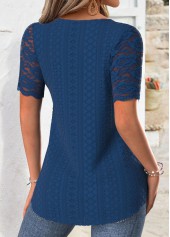 Navy Short Sleeve V Neck T Shirt