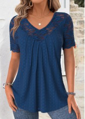 Navy Short Sleeve V Neck T Shirt