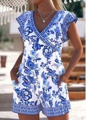 Random Floral Print White One Piece Swimwear