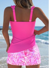 Mid Waisted Marine Life Print Hot Pink Tankini Set