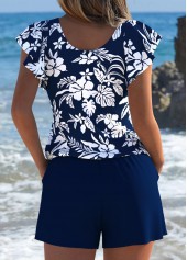 Floral Print Navy One Piece Swimwear