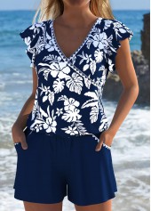 Floral Print Navy One Piece Swimwear