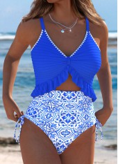 Random Floral Print Royal Blue One Piece Swimwear