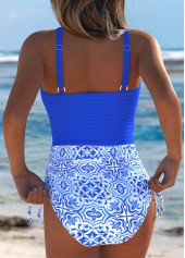 Random Floral Print Royal Blue One Piece Swimwear