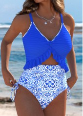 Random Floral Print Royal Blue One Piece Swimwear