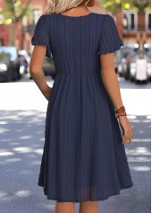 Navy Short Sleeve Round Neck Dress