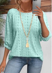 Cyan 3/4 Sleeve Round Neck Blouse