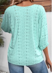 Cyan 3/4 Sleeve Round Neck Blouse