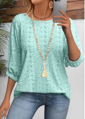 Cyan 3/4 Sleeve Round Neck Blouse