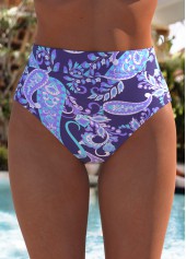Mid Waisted Paisley Print Purple Tankini Set