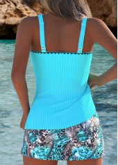 Mid Waisted Leopard Cyan Tankini Set