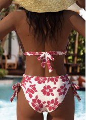 High Waisted Floral Print Hot Pink Bikini Set