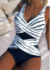 Tie Dye Print Navy One Piece Swimwear