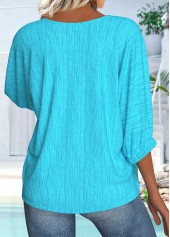 Cyan 3/4 Sleeve Round Neck Blouse