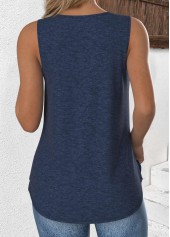 Navy Sleeveless V Neck Tank Top