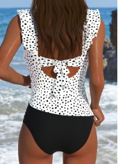 Polka Dot White Square Neck Tankini Top-No Bottom