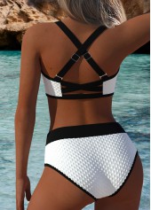 Mid Waisted White Scoop Neck Bikini Set