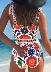 Random Floral Print Multi Color One Piece Swimwear