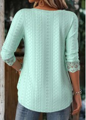 Light Green Long Sleeve Square Neck T Shirt
