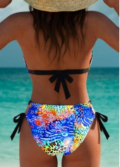 Low Waisted Animal Print Blue Bikini Set
