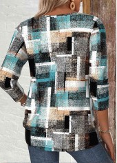 Geometric Print Multi Color Long Sleeve T Shirt