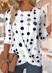 Geometric Print Multi Color Long Sleeve T Shirt