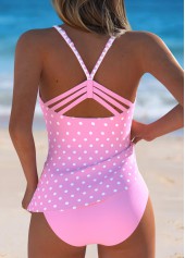 Mid Waisted Polka Dot Light Pink Tankini Set