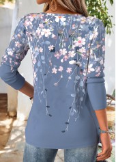 Floral Print Multi Color Long Sleeve T Shirt