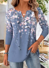 Floral Print Multi Color Long Sleeve T Shirt