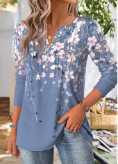 Floral Print Multi Color Long Sleeve T Shirt
