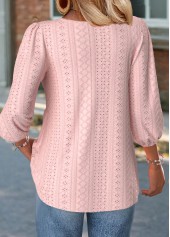 Light Pink 3/4 Sleeve Split Neck Blouse