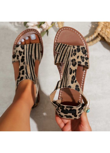 Dark Coffee Leopard Round Toe Falt