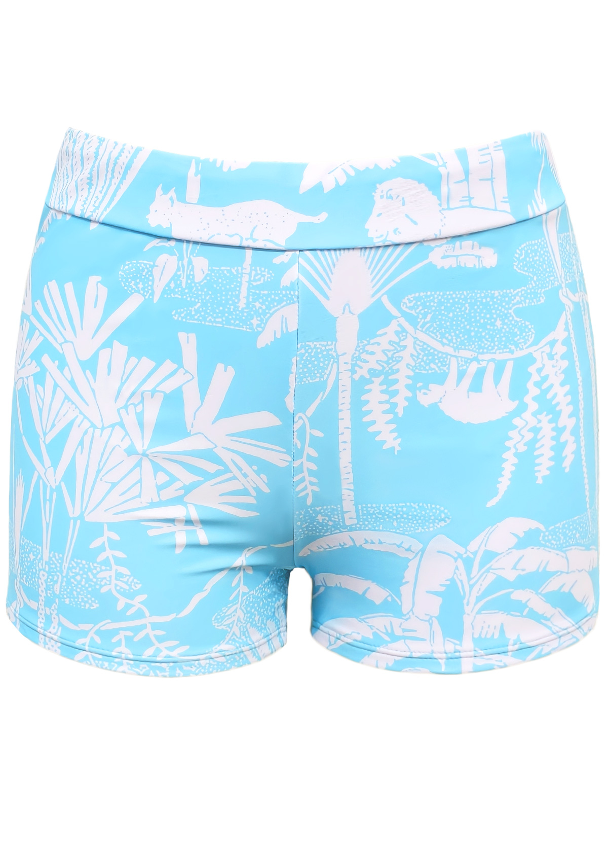 Tropical Plants Print Ruffle Jacquard Tankini Set