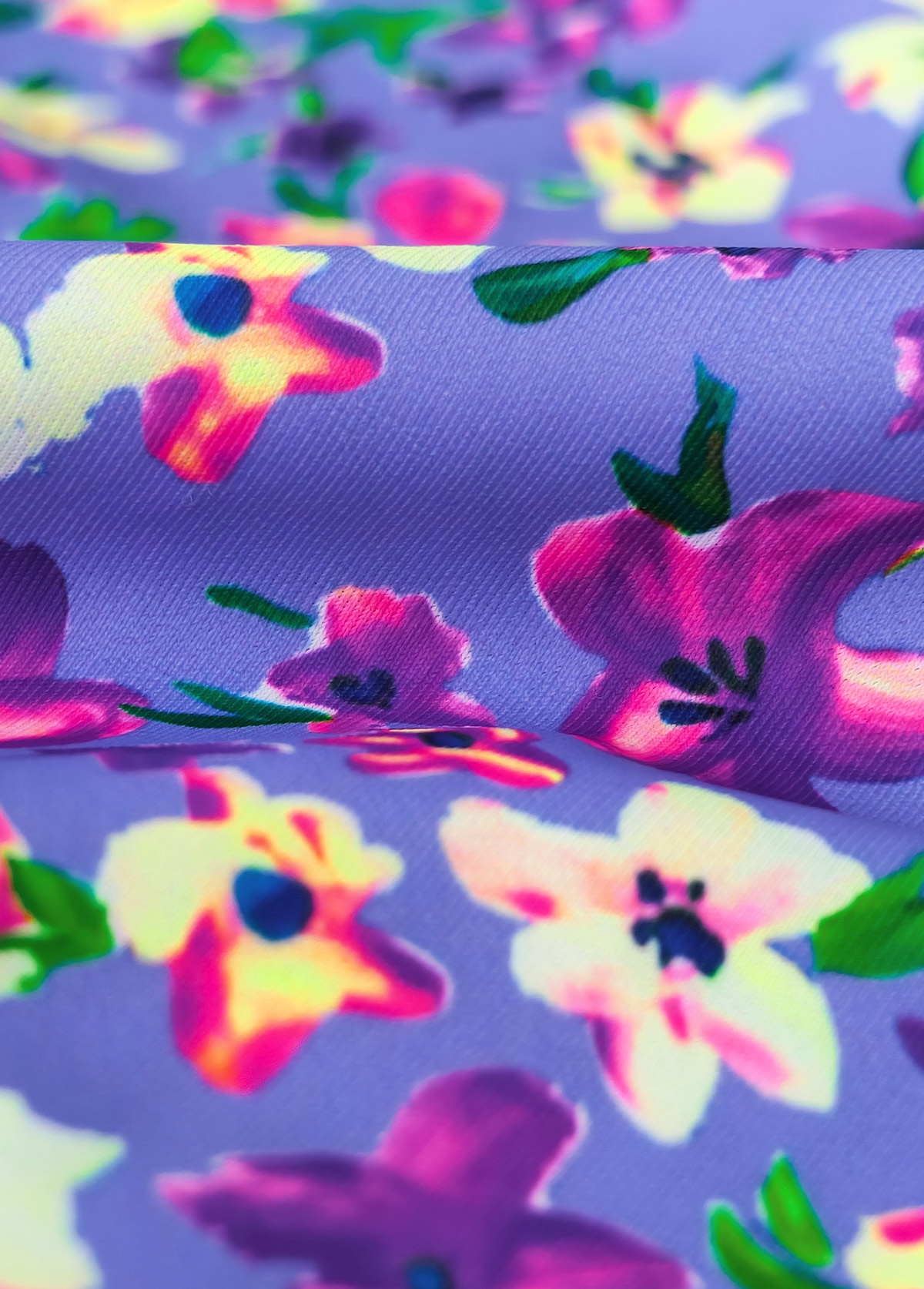 High Waisted Floral Print Light Purple Tankini Set