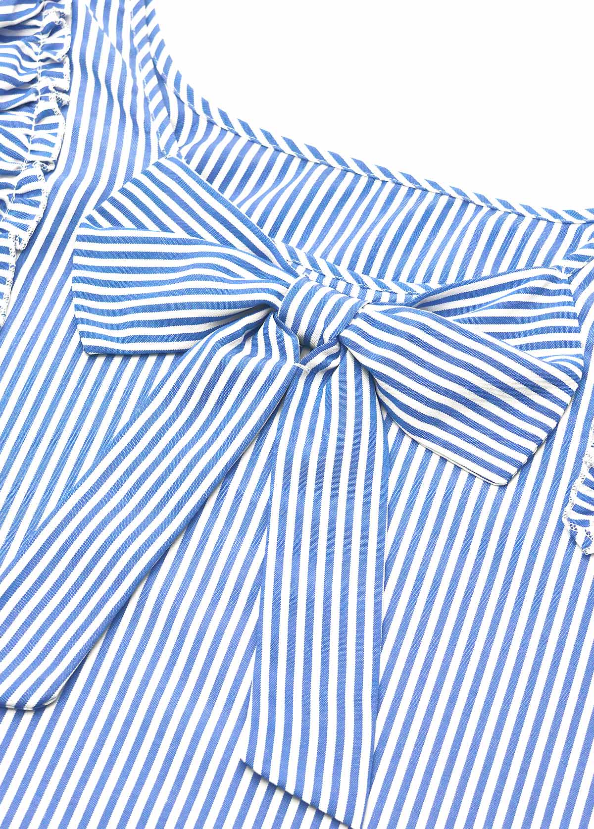 Striped Blue Short Sleeve Square Neck T Shirt