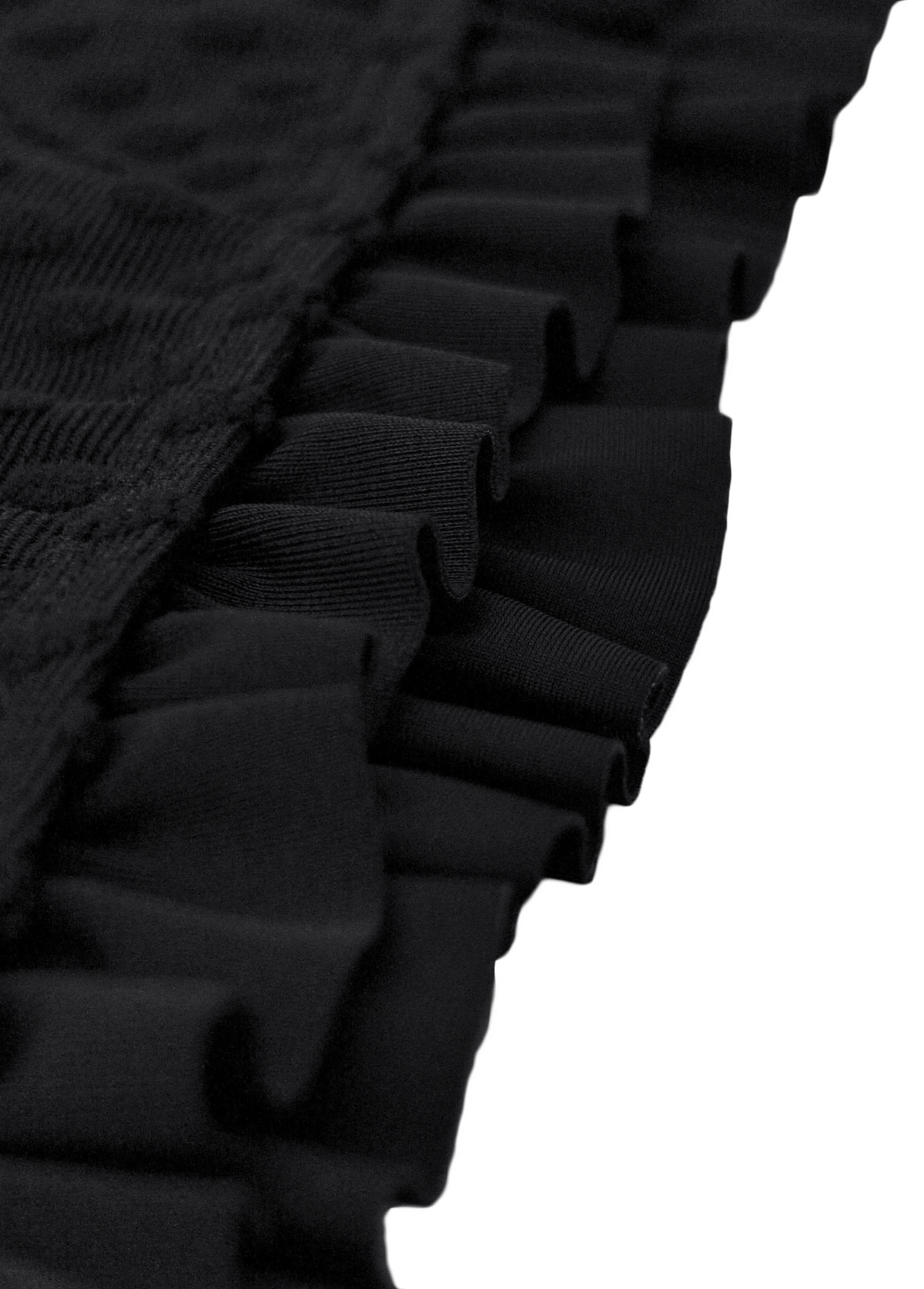 Mid Waisted Black Frill Bikini Set