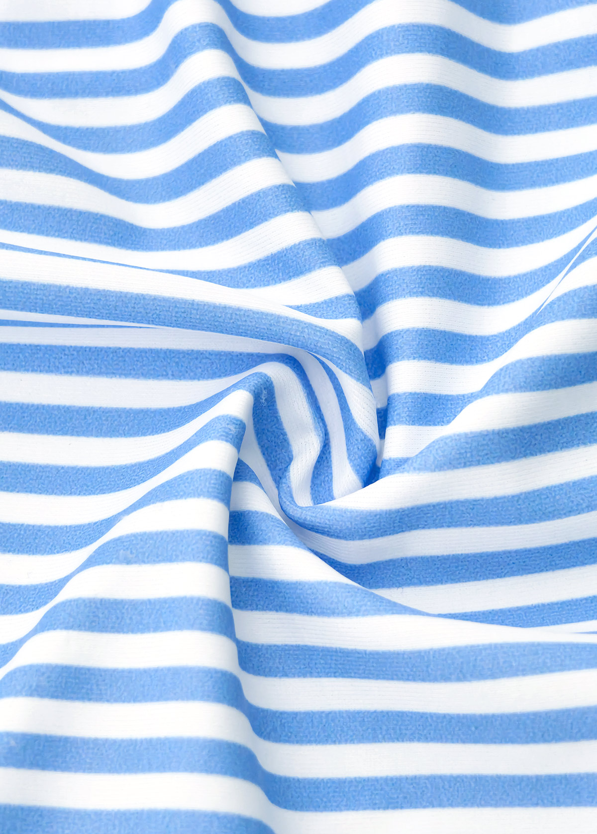 Mid Waisted Striped Light Blue Tankini Set