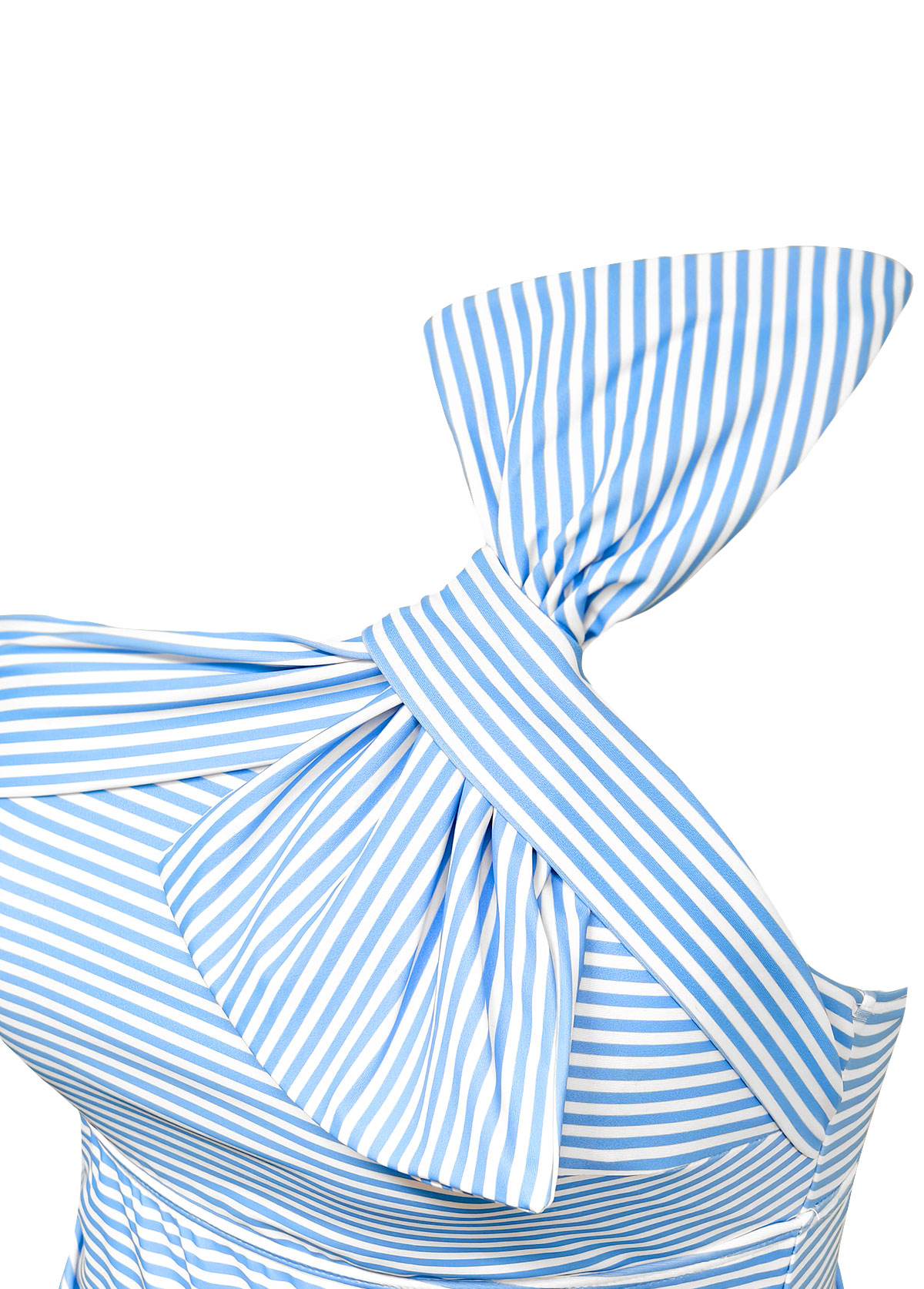 Mid Waisted Striped Light Blue Tankini Set