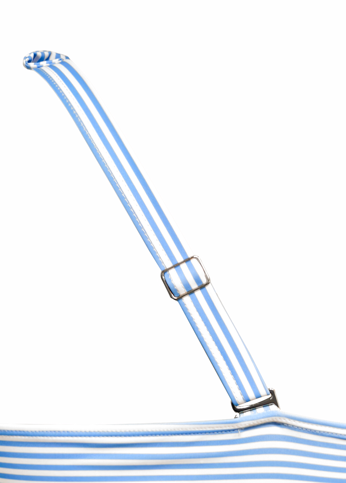 Mid Waisted Striped Light Blue Tankini Set