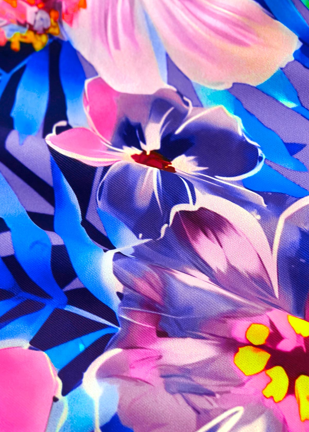 Mid Waisted Floral Print Purple Tankini Set