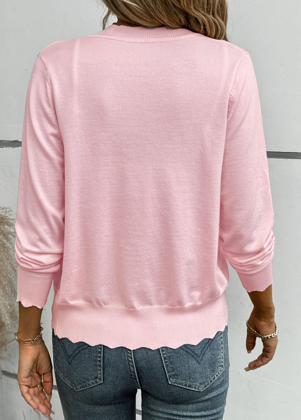 Tummy Coverage Pink Long Sleeve V Neck Light Cardigan