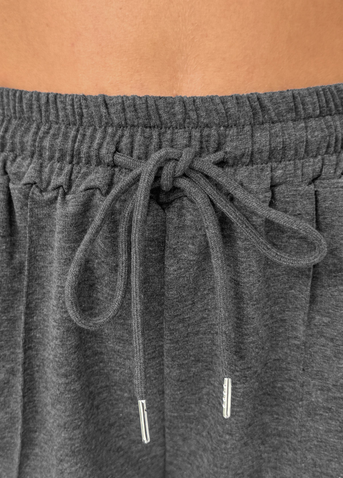 Pocket Dark Grey Marl Straight Leg Elastic Waist Pants