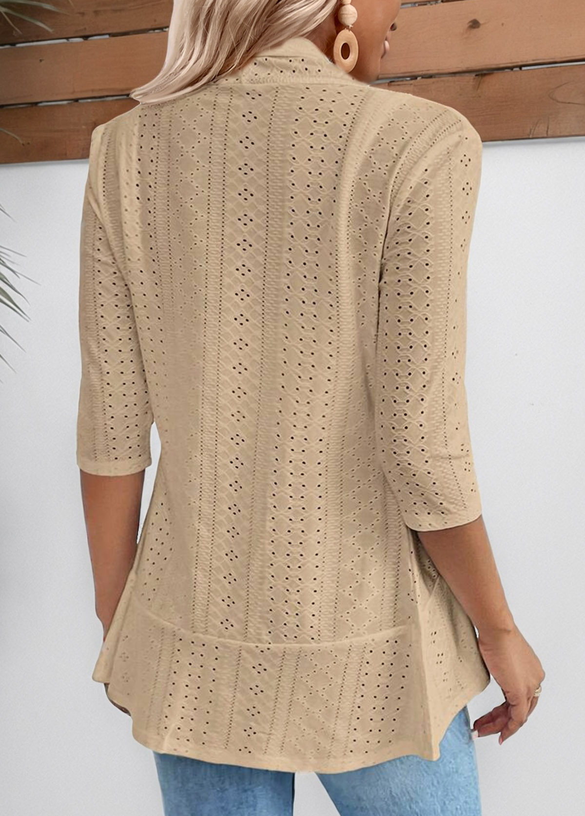 Open Front 3/4 Sleeve Light Cardigan