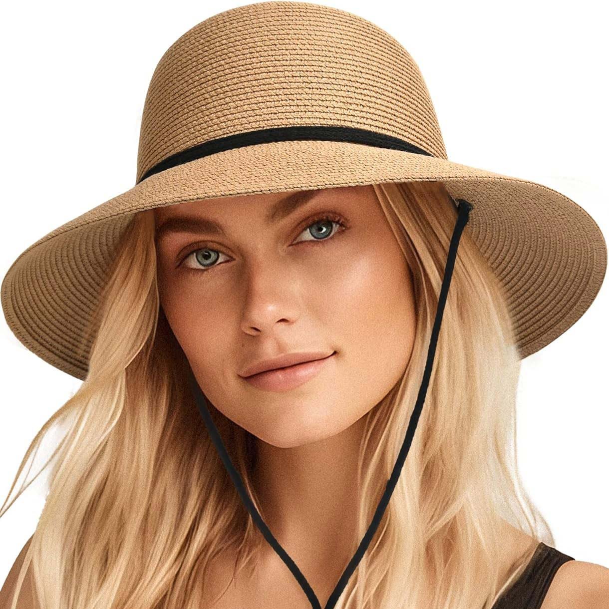 Light Camel Foldable Straw Visor Hat