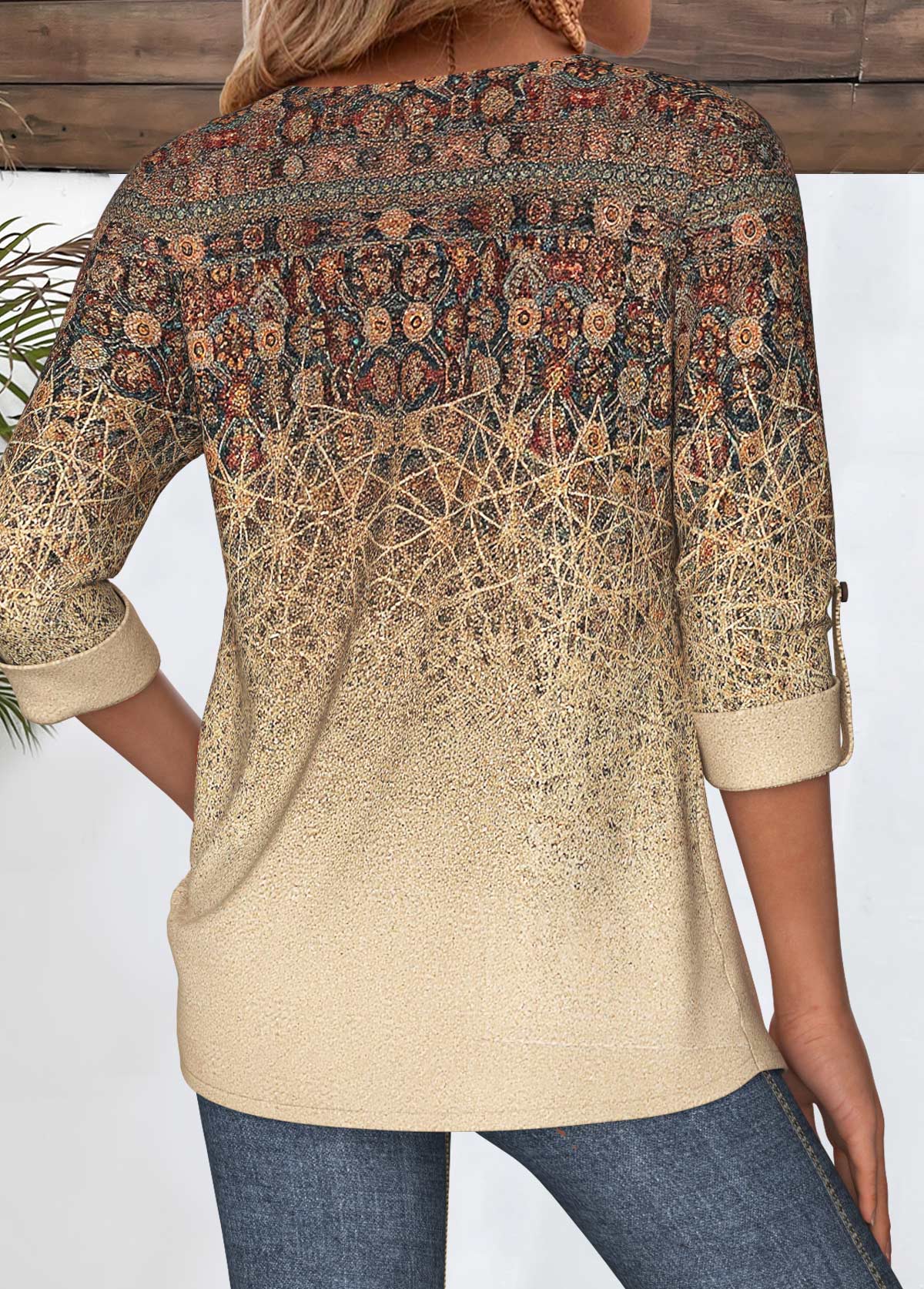 Tribal Print Light Coffee Shirt