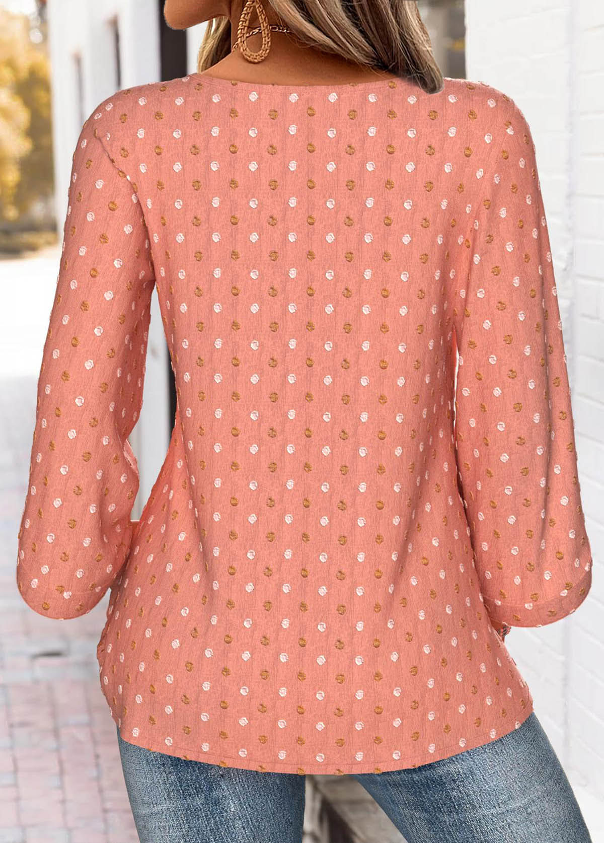 Dusty Pink 3/4 Sleeve Round Neck Blouse