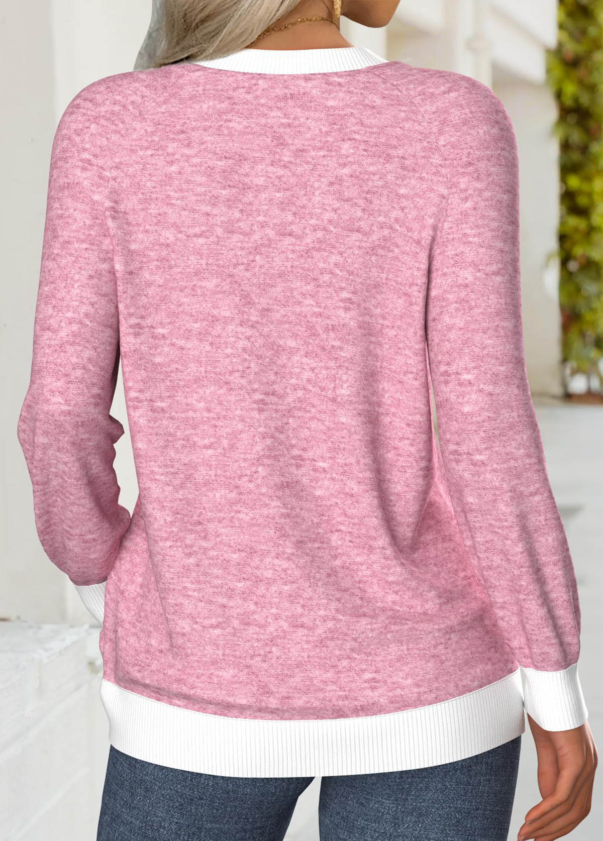Tummy Coverage Multi Color Long Sleeve Round Neck Sweatshirt