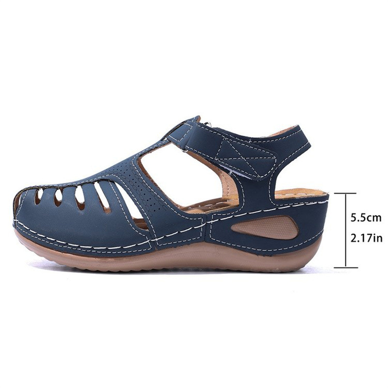 Blue Closed Toe Low Heel Sandals