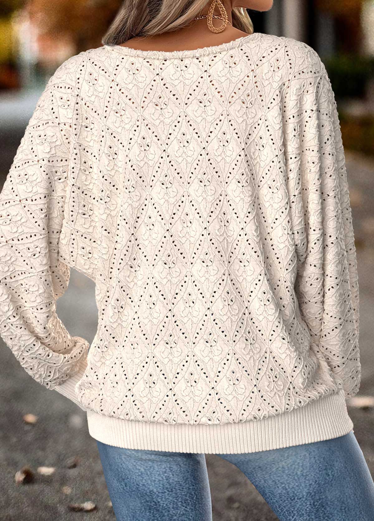 Tummy Coverage Beige Long Sleeve Round Neck T Shirt